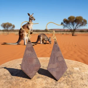 exotic leopardwood diamond shape earrings